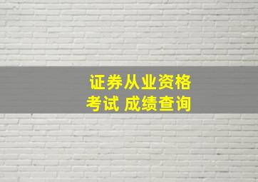 证券从业资格考试 成绩查询